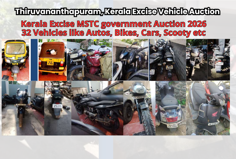 Thiruvananthapuram, Kerala Excise Vehicle Auction 2026: 32 Vehicles to Be Auctioned via MSTC on Sept 28