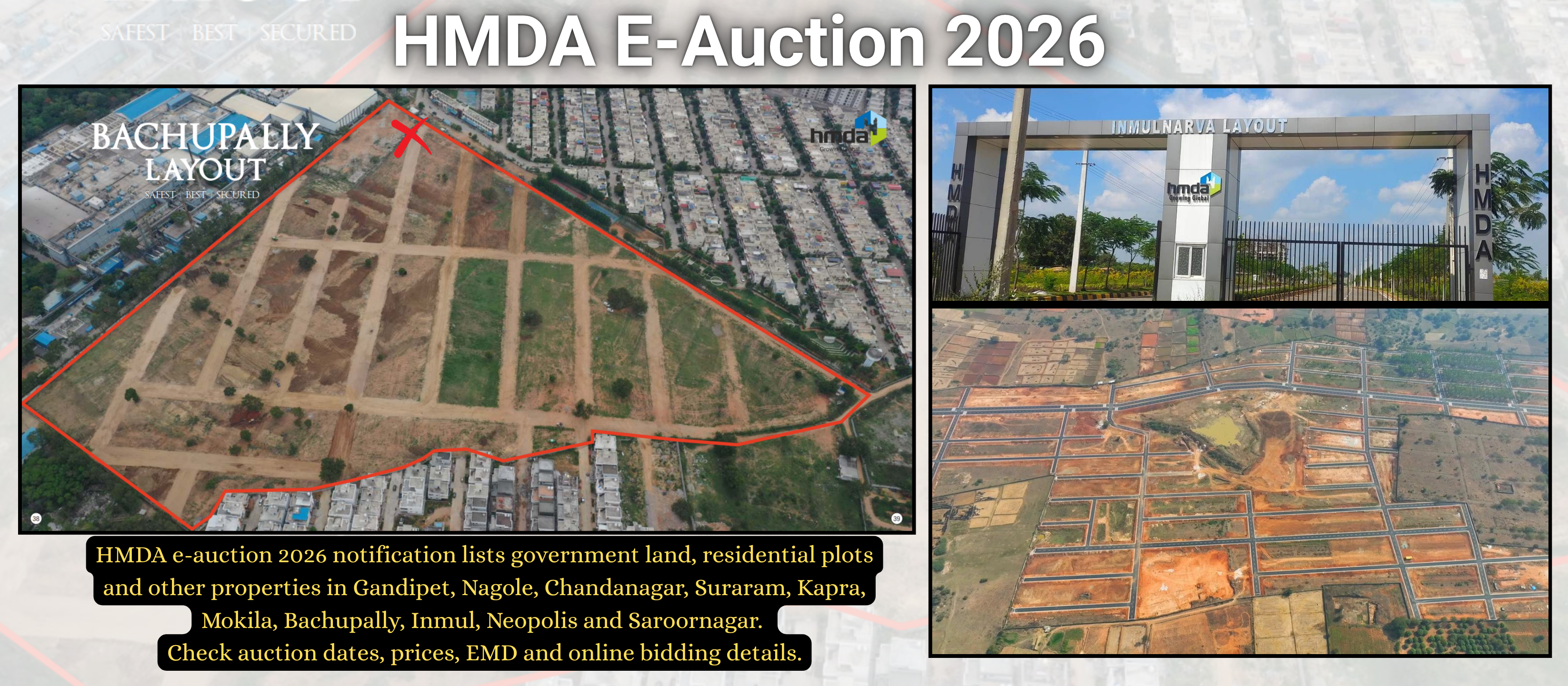 HMDA E-Auction 2026: 140 Land and Plot Lots Listed; Check Auction Dates, Prices and EMD
