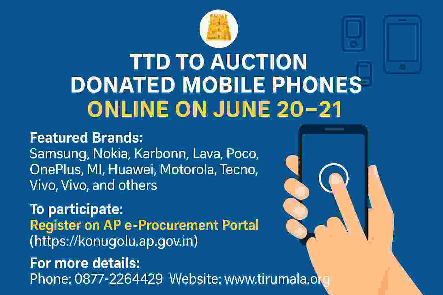 TTD to Auction Donated Mobile Phones Online on June 20–21