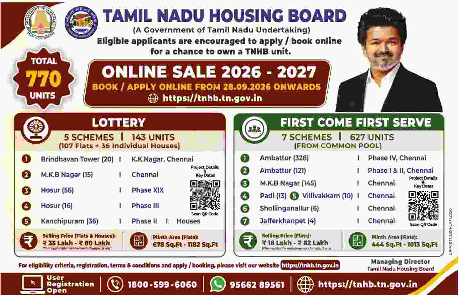 TNHB FCFS Chennai Housing Scheme 2026: 770 Flats, Prices, Dates & Apply Online