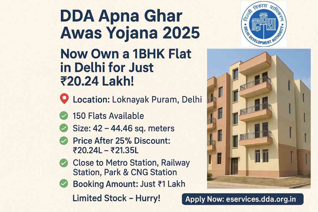 DDA Housing Scheme 2025: Own a 1BHK Flat in Delhi for Just ₹20 Lakh