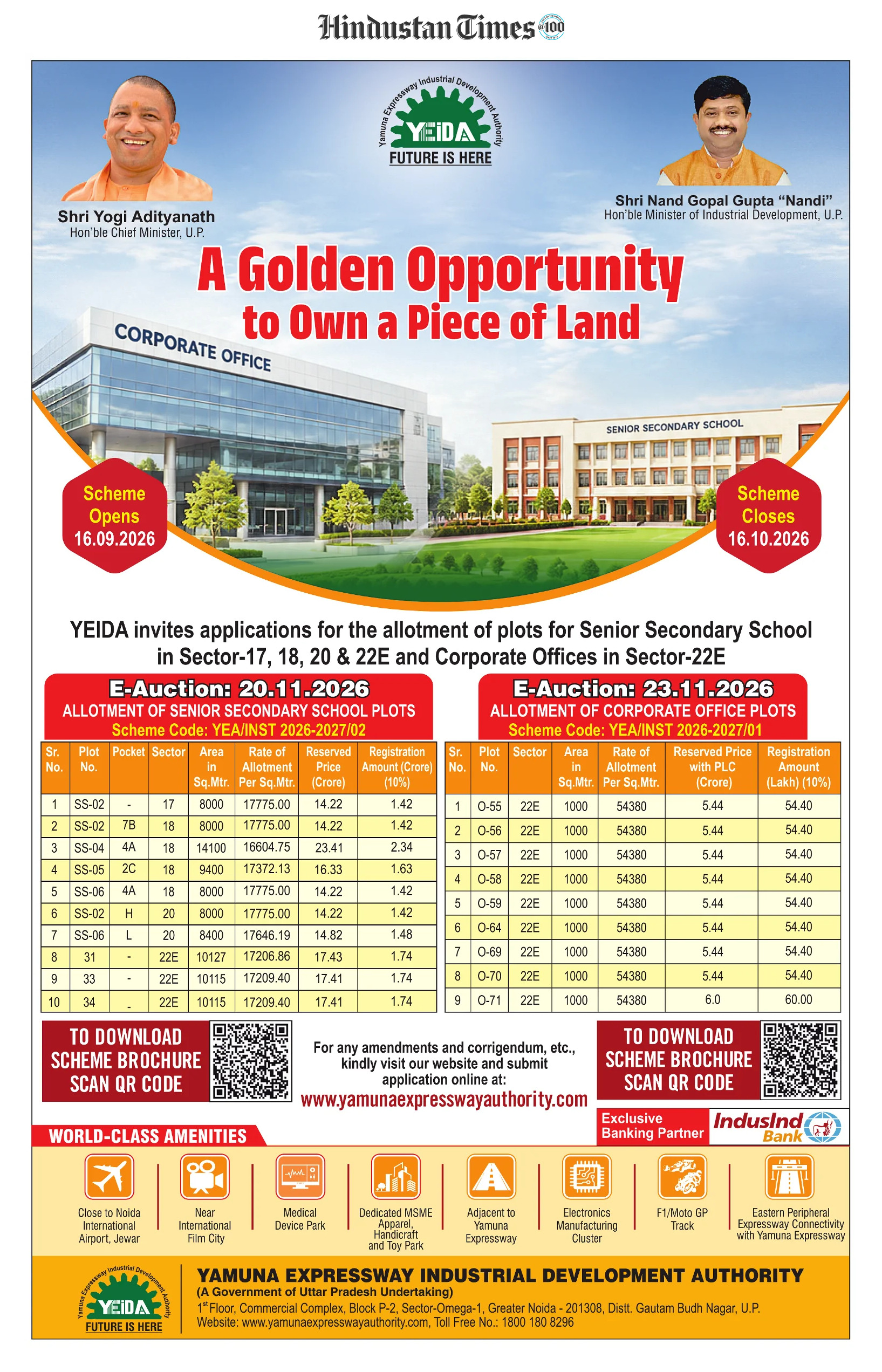 YEIDA E-Auction 2026: Corporate Office, School Plots, Dates, Prices & Eligibility