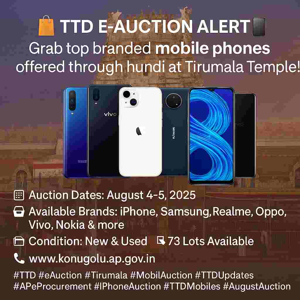 TTD to Auction Donated Mobile Phones Online