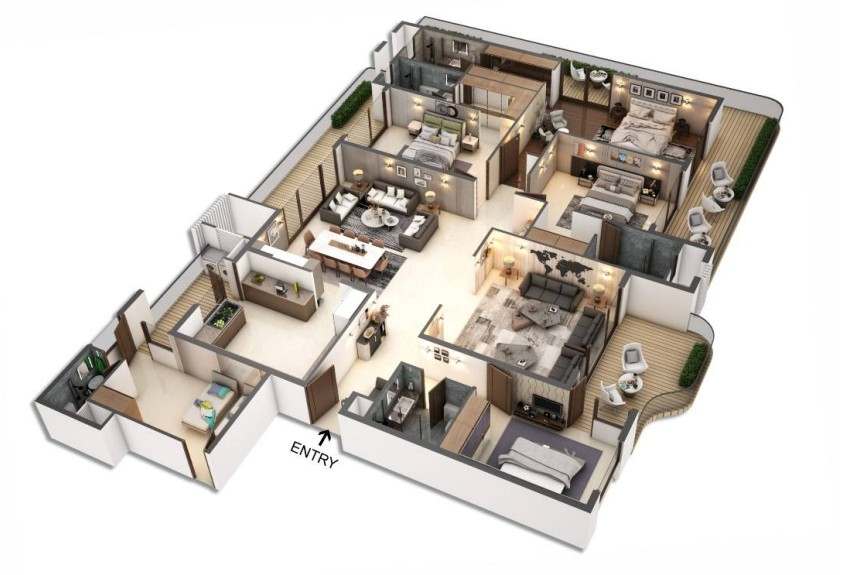 NBCC Avenue Towers E-Auction Plan 4 Bedroom with attached Dress and Toilet + Puja + Servant Room