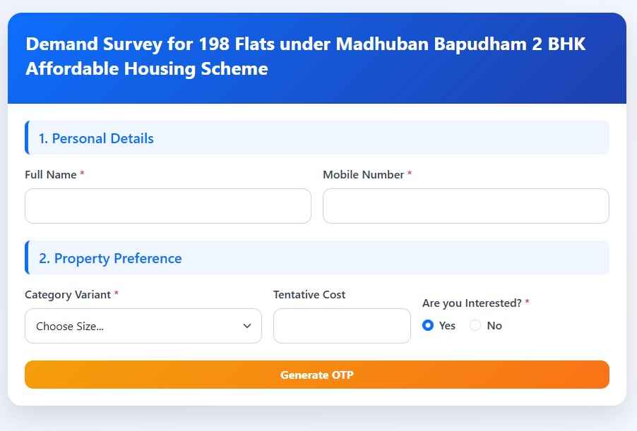 Ghaziabad 2BHK Flats at ₹85 Lakh: GDA Demand Survey for 198 Madhuban Bapudham Flats