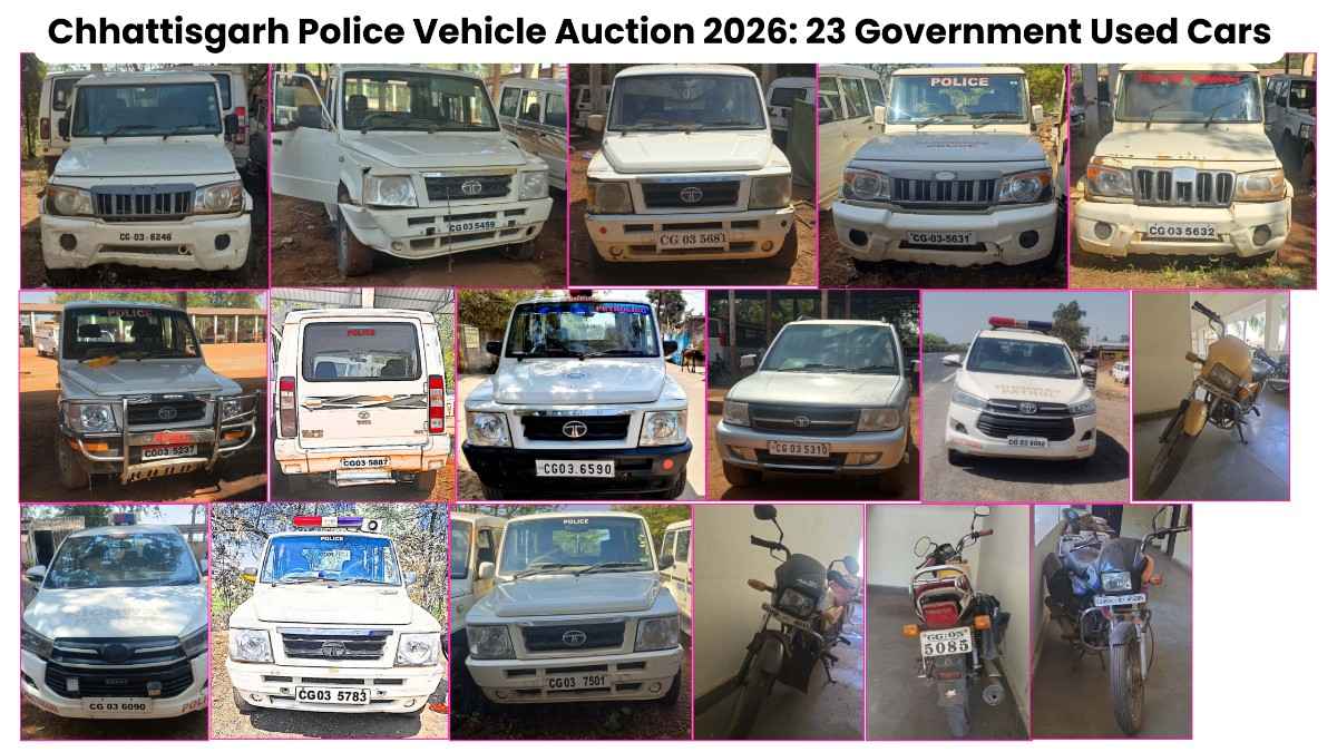 Chhattisgarh Police Vehicle Auction 2026: 23 Bolero, Sumo, Innova & Motorcycle Lots Open for Bidding