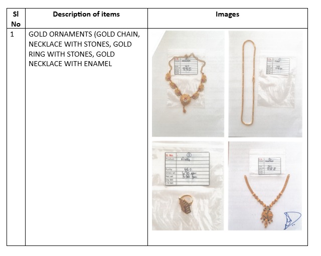 Gold Ornaments Worth ₹7.39 Lakh to Be Auctioned in Bengaluru Under KPIDFE Act