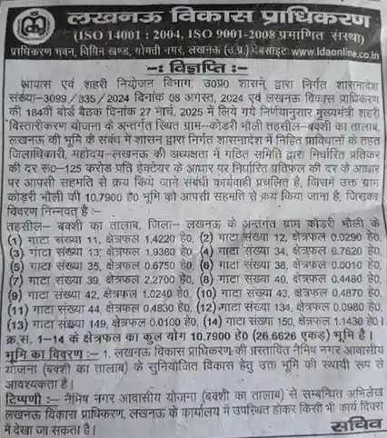 Major land acquisition drive underway for Lucknow’s upcoming Naimish Nagar housing project